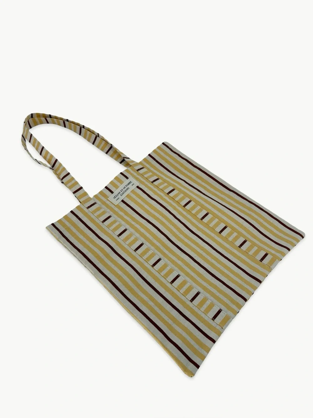 Sézane Yellow Striped Tote & Floral Gift Pouch Bundle Canvas Shopper NWT